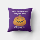 パーソナライズされたファミリー名カボチャパッチハロウィーン クッション (裏面)