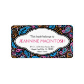 パーソナライズされたファンキーペイズリーパターン（の模様が）ある蔵書票 ラベル (正面)