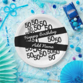 パーソナライズされたファンキー白黒50誕生日 ペーパープレート (パーティー)