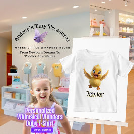 パーソナライズされたファンシーな不思議 赤ちゃんアヒルのTシャツ ベビーTシャツ