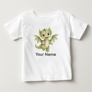 パーソナライズされたファンタジーな赤ちゃんドラゴンの子供向けデザイン ベビーTシャツ
