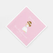 パーソナライズされたファースト・コミュニオンブルネットガール スタンダードランチョンナプキン (角)