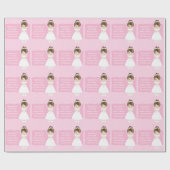 パーソナライズされたファースト・コミュニオンブルネットガール ラッピングペーパー (フラット)