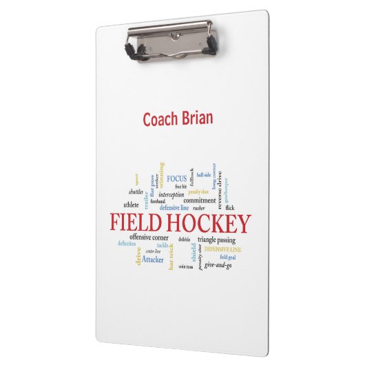 パーソナライズされたフィールドホッケーコーチありがとうお言葉 クリップボード (左)