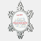 パーソナライズされたフィールドホッケーコーチありがとうお言葉 スノーフレークピューターオーナメント (右)