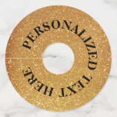 パーソナライズされたフェイクエレガント金ゴールドグリッタープリント ワイングラスタグ (正面)