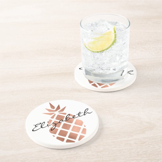 パーソナライズされたフェイクバラ金ゴールド箔 コースター (側面)