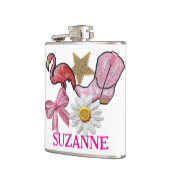 パーソナライズされたフェイクパッチ ピンク ウェスタンブーツ フラスク (左)