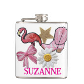 パーソナライズされたフェイクパッチ ピンク ウェスタンブーツ フラスク (正面)