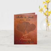 パーソナライズされたフェイク皮革結婚3周年記念 カード (黄色い花)