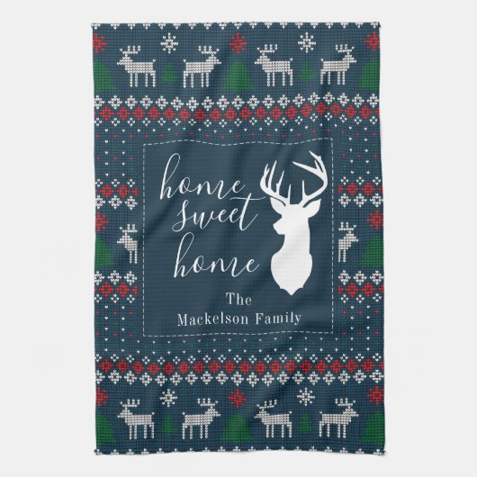 パーソナライズされたフェイク編み物 キッチンタオル (縦)