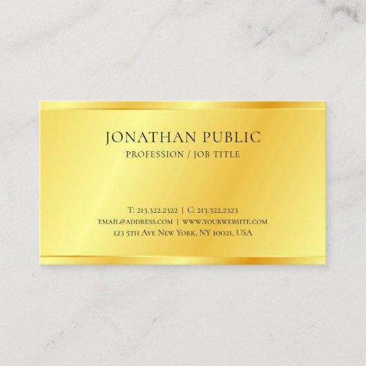 パーソナライズされたフェイク金ゴールドの外観エレガント 名刺 (正面)