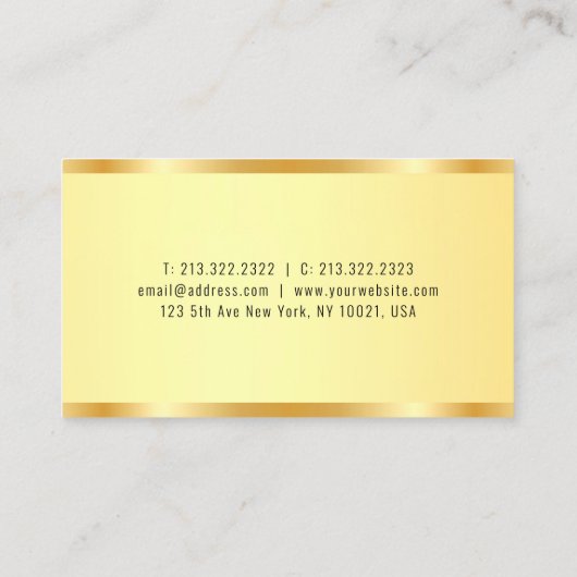 パーソナライズされたフェイク金ゴールドの外観モダン 名刺 (裏面)