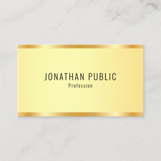 パーソナライズされたフェイク金ゴールドの外観モダン 名刺 (正面)