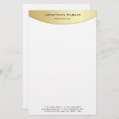 パーソナライズされたフェイク金ゴールドエレガントトレンディーモダン 便箋 (正面/裏面)