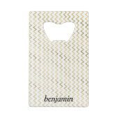 パーソナライズされたフェイク金ゴールドジグザグ模様 クレジットカード栓抜き (裏面)