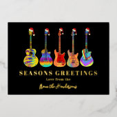 パーソナライズされたフェスティバルギター季節のごあいさつ金ゴールド 箔シーズンカード (正面)