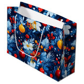 パーソナライズされたフェスティバルブルーとレッドラージ抱き枕 ラージペーパーバッグ (正面アングル)