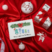 パーソナライズされたフェスティバルブーツファミリークリスマスカード シーズンカード