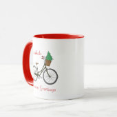 パーソナライズされたフェスティバル自転車季節のごあいさつおもしろい マグカップ (正面左)