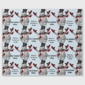 パーソナライズされたフェスティバル雪だるま ラッピングペーパー (フラット)