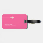 パーソナライズされたフェミニンピンク・ラブ飛行機旅行 ラゲッジタグ (裏面横)