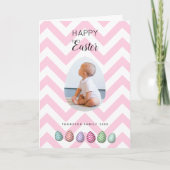 パーソナライズされたフォトイースターエッグピンクパステル シーズンカード (正面)