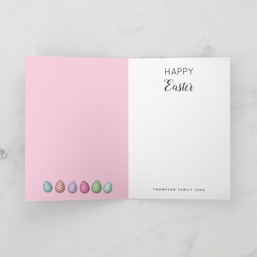 パーソナライズされたフォトイースターエッグピンクパステル シーズンカード (内部)