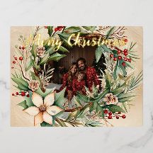 パーソナライズされたフォトウォーターカラークリスマスリース