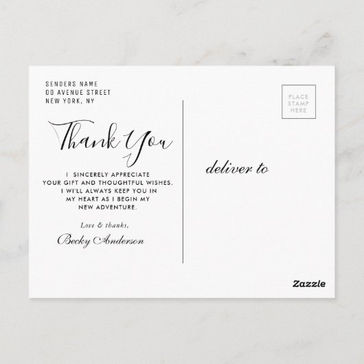 パーソナライズされたフォトオーバーレイ感謝してい卒業 ポストカード (裏面)