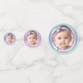 パーソナライズされたフォトカラーズブルー銀金ゴールド縁ど コンフェッティ (正面)