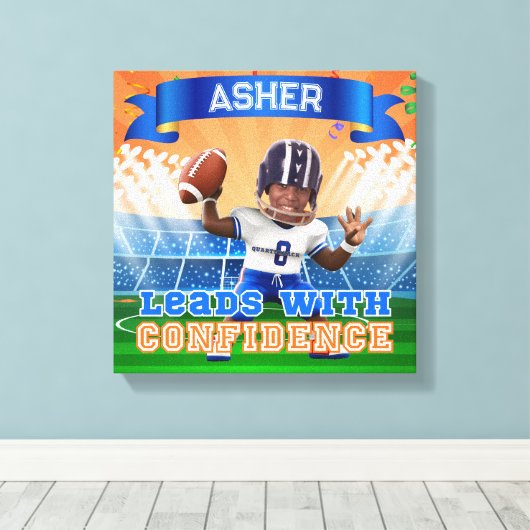 パーソナライズされたフォトクアルターバックサッカー自信 キャンバスプリント (インサイチュ (ウッドフロア))