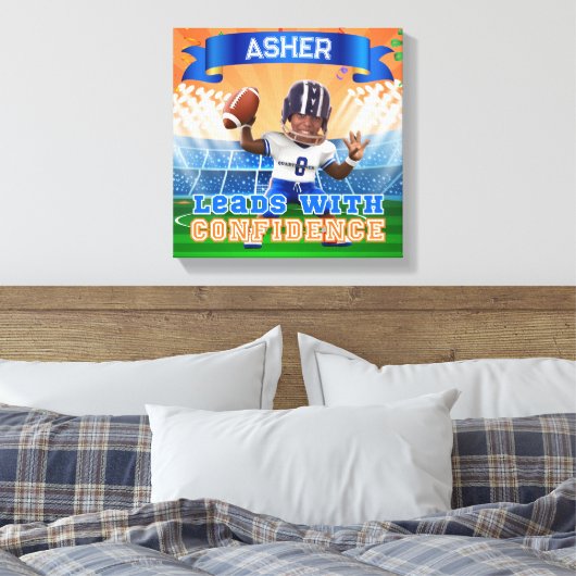 パーソナライズされたフォトクアルターバックサッカー自信 キャンバスプリント (インサイチュ (寝室))