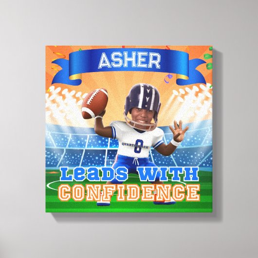 パーソナライズされたフォトクアルターバックサッカー自信 キャンバスプリント (正面)