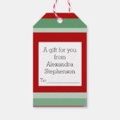 パーソナライズされたフォトクリスマスレッドとグリーンの正方形 ギフトタグ (裏面)
