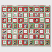 パーソナライズされたフォトクリスマスレッドとグリーンの正方形 ラッピングペーパー (フラット)