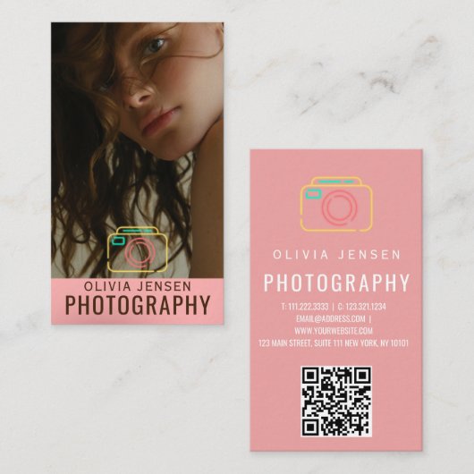 パーソナライズされたフォトグラファーモダンの名刺 名刺 (正面/裏面)