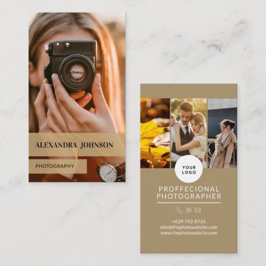 パーソナライズされたフォトグラファーモダンの名刺 名刺 (正面/裏面)