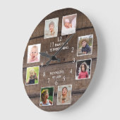パーソナライズされたフォトコラージュ茶素朴材8 ラージ壁時計 (傾斜)