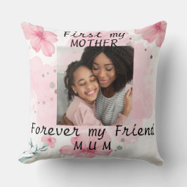 パーソナライズされたフォトピンクの花ママの日を記念する クッション