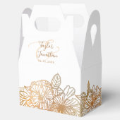 パーソナライズされたフォトホワイトローズ結婚金ゴールドフローラ フェイバーボックス (オープン)