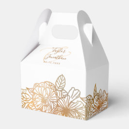 パーソナライズされたフォトホワイトローズ結婚金ゴールドフローラ フェイバーボックス