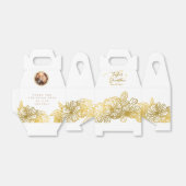 パーソナライズされたフォトホワイト金ゴールドフラワーシック結婚ズ フェイバーボックス (折り畳みなし)