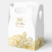 パーソナライズされたフォトホワイト金ゴールドフラワーシック結婚ズ フェイバーボックス (オープン)