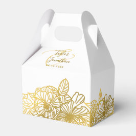 パーソナライズされたフォトホワイト金ゴールドフラワーシック結婚ズ フェイバーボックス