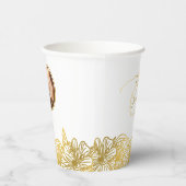 パーソナライズされたフォトホワイト金ゴールドフラワーシック結婚ズ 紙コップ (右)
