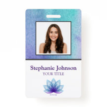 パーソナライズされたフォトロゴバーコードティール（緑がかった色）ID会社