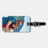 パーソナライズされたフォト黒シンプルモダン ラゲッジタグ (正面横)