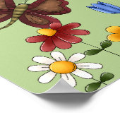 パーソナライズされたフォークアートの蝶の子供部屋 ポスター (角)