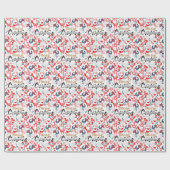 パーソナライズされたフォークアートクリスマスレッドブルースタグズ ラッピングペーパー (フラット)